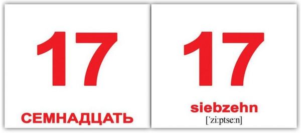 Numbers Числа обучающие мини карточки с транскрипцией для детей 10х8 см 40 штук