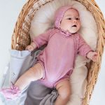 Комплект Fluffy пудровый: боди и шапочка