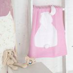 Зайка детский плед 60х120 см розовый светлая астра + белый 80% шерсть мериноса 20% ПАН акрил