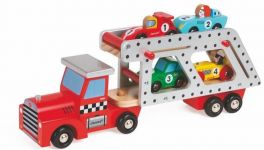 Автовоз с 4 гоночными машинками Janod деревянные