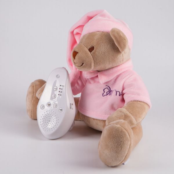 Мишка розовый с белым и розовым шумом умная игрушка для сна