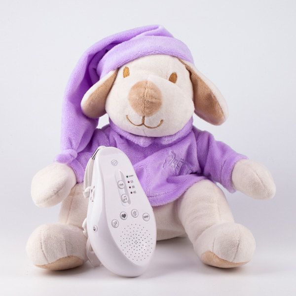 Собачка фиолетовая с белым и розовым шумом умная игрушка для сна