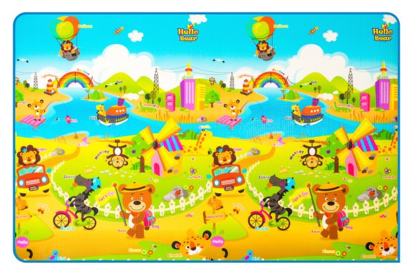 Двухсторонний коврик Prime Living 180x200x1см (Мишка на каникулах/Дороги)
