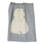 Зайка детский плед 115х190 см светло-серый меланж + суровый 80% шерсть мериноса 20% ПАН акрил